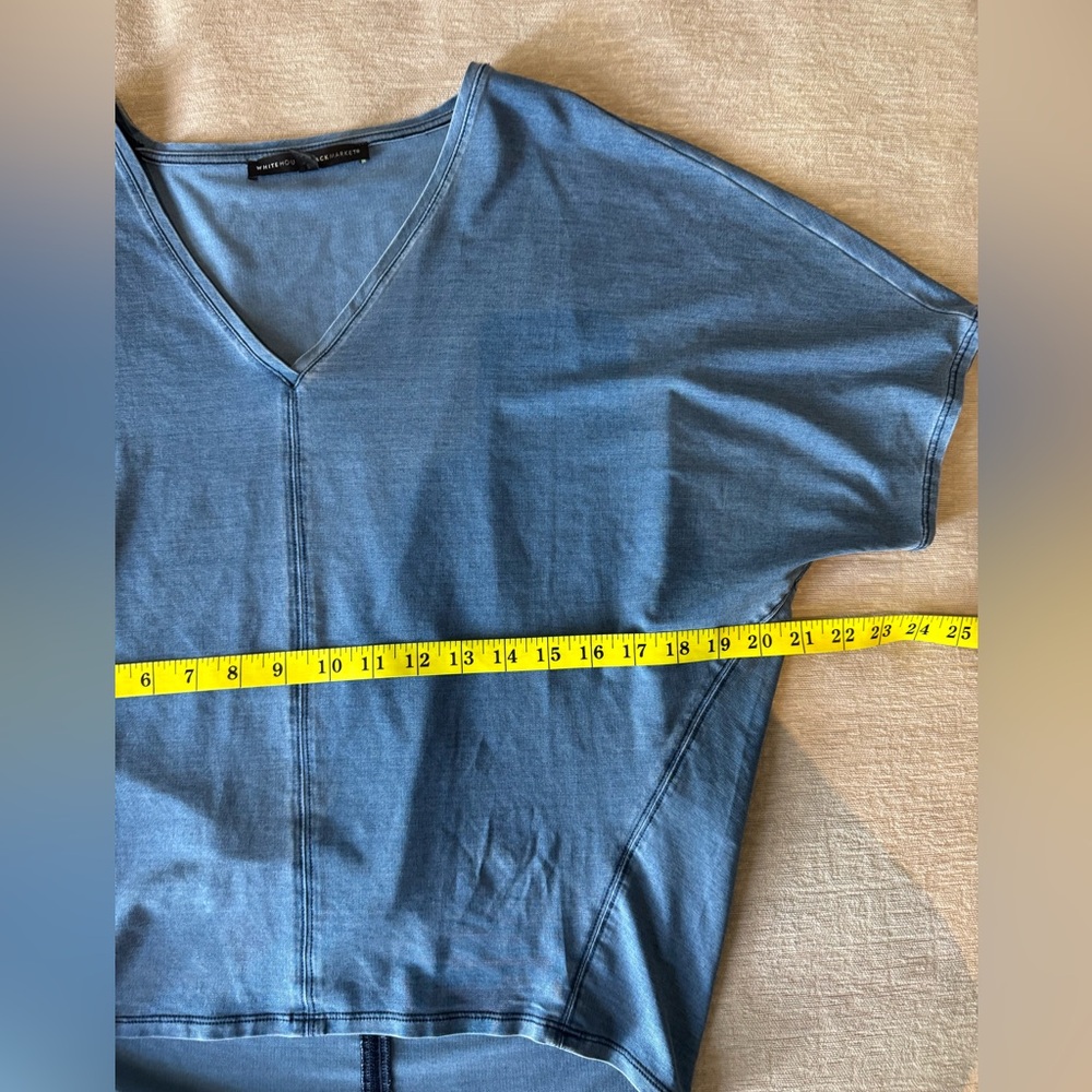 White House Black Market Blue V-Neck Dolman Top XS Lyocell Blend Soft Tee - Picture 7 of 8